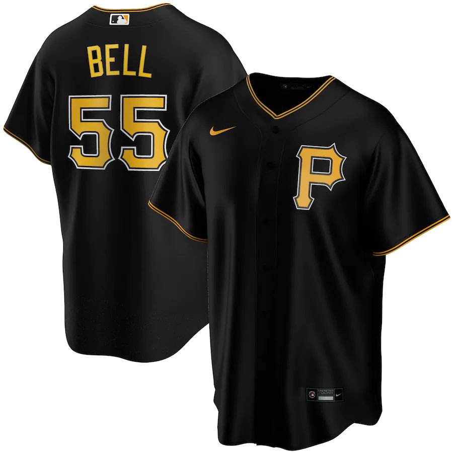 Cheap Youth Pittsburgh Pirates 55 Josh Bell Nike Black Alternate Replica Player MLB Jerseys